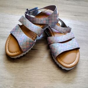 Fab Kids Toddler Little Girl Glitter Mermaid Sandals Size 10 Velcro Closure NEW